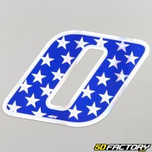 Sticker number 0 blue holographic stars 13 cm