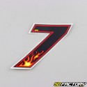 Sticker number 7 black flames 6.5 cm