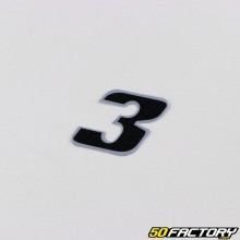 Black holographic number 3 cm sticker