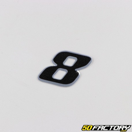 Black Holographic Number Sticker 8 cm