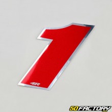 Sticker number 1 holographic red 13 cm