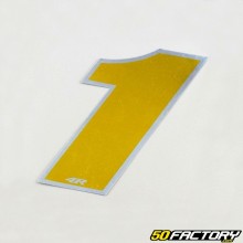 Sticker number 1 holographic gold 13 cm