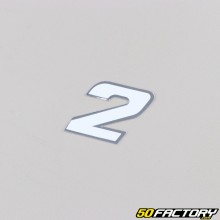 Sticker number 2 holographic white 3.7 cm