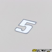 Sticker number 5 holographic white 3.7 cm