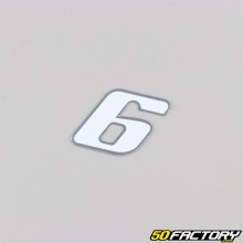 Sticker number 6 holographic white 3.7 cm