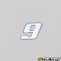 9 cm holographic white number sticker