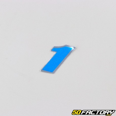 Adesivo de número azul holográfico de 1 cm