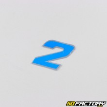 Sticker number 2 holographic blue 3.7 cm