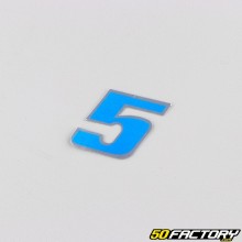 Sticker number 5 holographic blue 3.7 cm