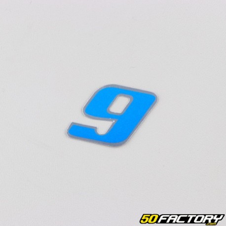 Sticker numéro 9 bleu holographique 3.7 cm