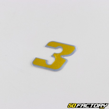 Holographic gold number sticker 3 cm