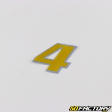 Sticker number 4 holographic gold 3.7 cm