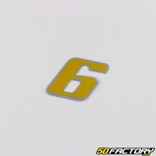 Sticker number 6 holographic gold 3.7 cm