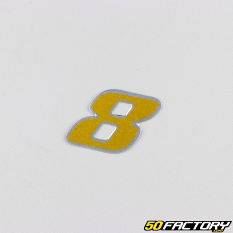 Holographic gold number sticker 8 cm