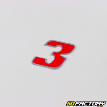 Sticker number 3 holographic red 3.7 cm