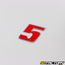 Sticker number 5 holographic red 3.7 cm