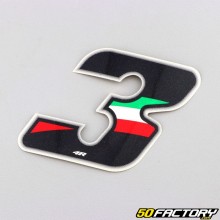 Sticker number 3 tricolor Italy 6.5 cm