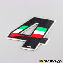 Calcomanía número 4 tricolor Italia 6.5 cm