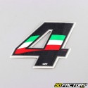 Sticker numéro 4 tricolore Italie 6.5 cm