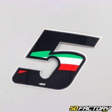 Sticker number 5 tricolor Italy 8.5 cm