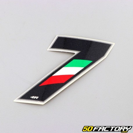 Italian tricolor number sticker 7 cm