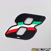 Sticker number 8 tricolor Italy 6.5 cm