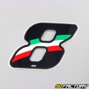 Sticker numéro 8 tricolore Italie 6.5 cm