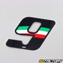 Sticker numéro 9 tricolore Italie 6.5 cm