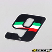 Sticker number 9 tricolor Italy 6.5 cm