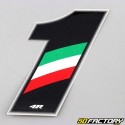 Italian tricolor number sticker 1 cm
