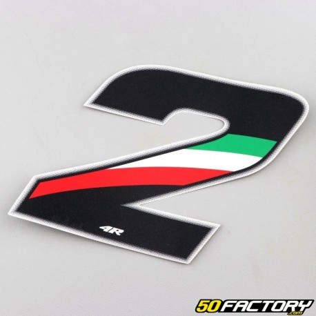 Italian tricolor number sticker 2 cm