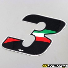 Sticker numéro 3 tricolore Italie 13 cm