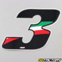 Italian tricolor number sticker 3 cm