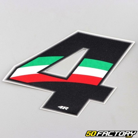 Italian tricolor number sticker 4 cm