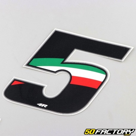 Italian tricolor number sticker 5 cm