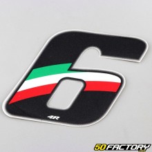 Adesivo numero 6 tricolore Italia 13 cm