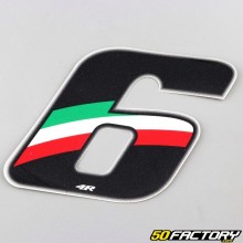 Sticker numéro 6 tricolore Italie 13 cm