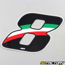 Adesivo numero 8 tricolore Italia 13 cm