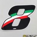 Italian tricolor number sticker 8 cm