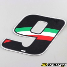 Adesivo numero 9 tricolore Italia 13 cm