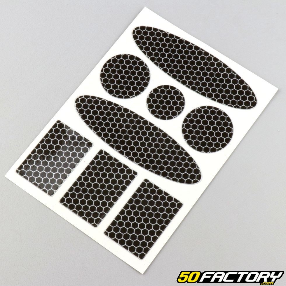 Bandes réfléchissantes 130x95 mm noires (planche) - Pièce moto, scoot