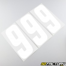 Number 9 stickers white 21 cm (set of 3)