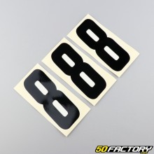 Number 8 stickers black 10 cm (set of 3)