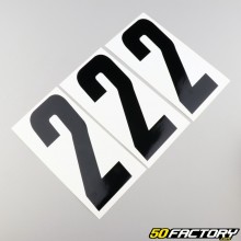 Number 2 stickers black 15 cm (set of 3)