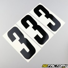 Number 3 stickers black 15 cm (set of 3)