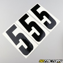 Number 5 stickers black 15 cm (set of 3)