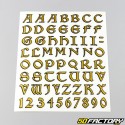 Goldene Aufkleber mit keltischen Buchstaben und Zahlen (Blatt)