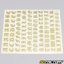 Gold gothic letters and numbers stickers (sheet)