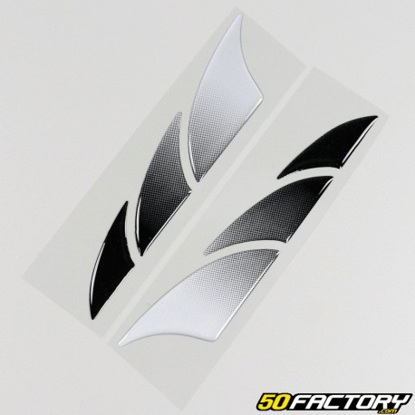 3D protective stickers racing silver and black shark (x2)