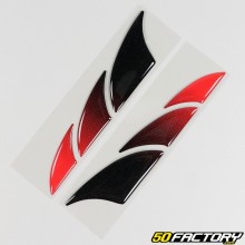 3D protective stickers racing shark black and red (x2)